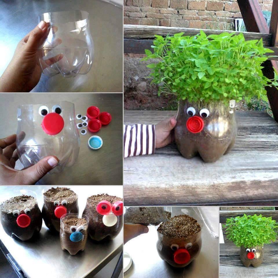 Handmade crafts from waste bottles for home decoration