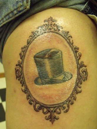 Hat In Victorian Hand Mirror Tattoo On Side