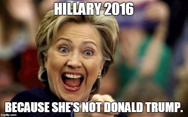 Hillary 2016 Because She's Not Donald Trump Funny Hillary Clinton Meme Photo