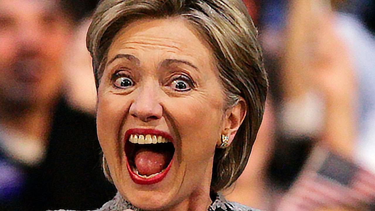 Hillary Clinton With Laughing Face Funny Image
