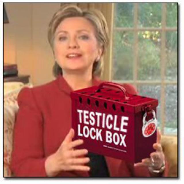 Hillary Clinton With Testicle Lock Box Funny Picture Picture