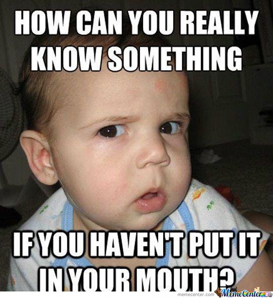 How Can You Really Know Something If You Haven't Put It In Your Mouth Funny Mouth Meme Picture