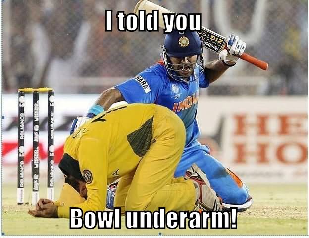 I Told You Bowl Underarm Funny Cricket Meme Photo