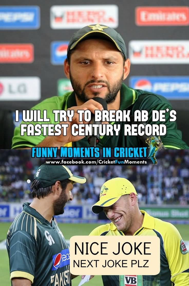 I Will Try To Break Ab De's Fastest Century Record Funny Cricket Meme Image