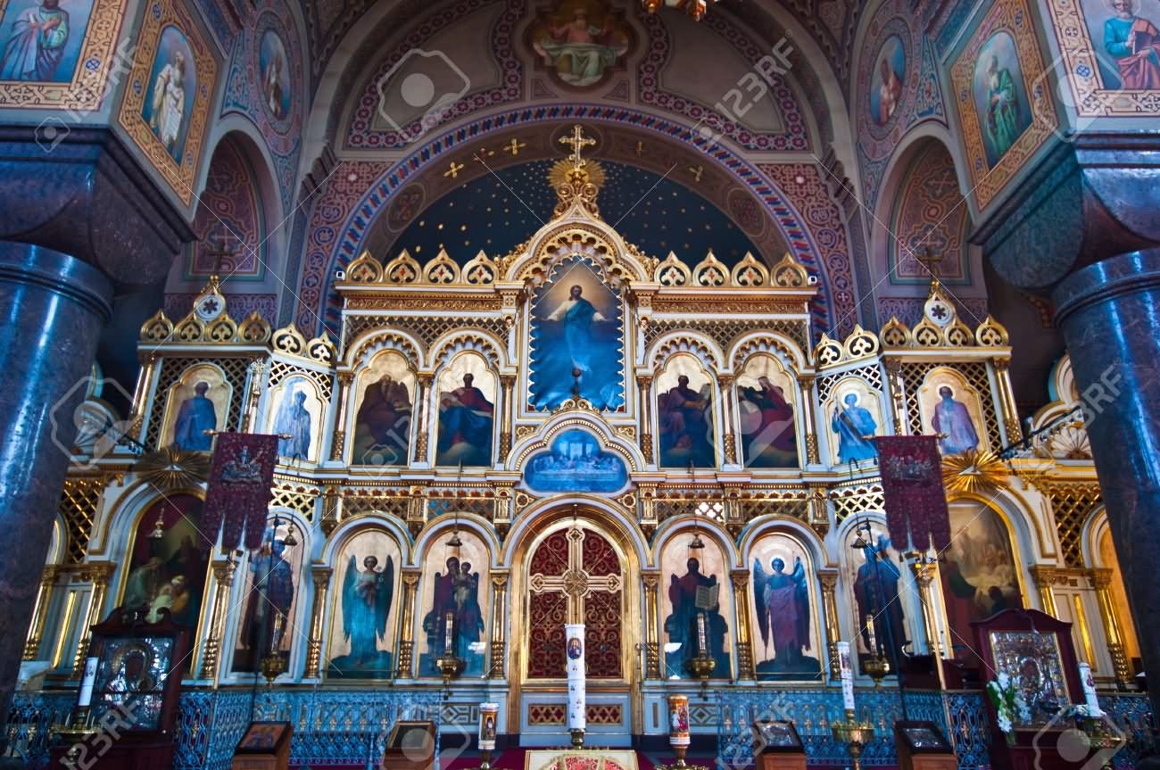 Iconstasis Inside The Uspenski Cathedral In Helsinki, Finland