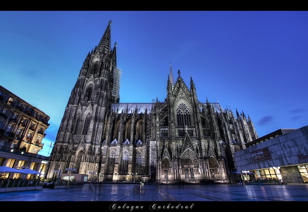 Incredible Night View Of The Cologne Cathedral In Germany