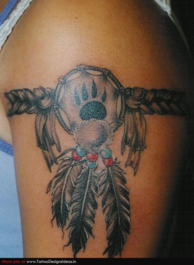 Indian Native Dreamcatcher Tattoo Design For Shoulder