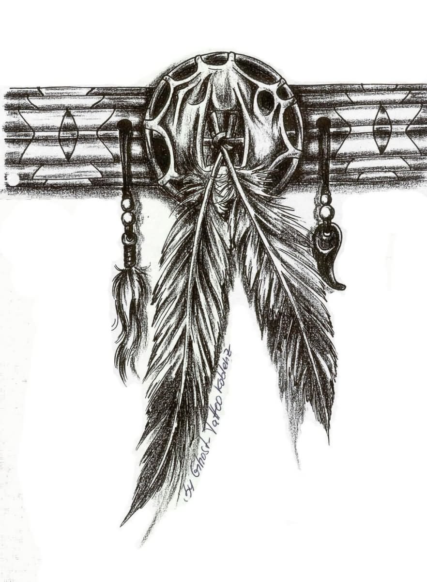 Indian Native Feather Band Tattoo Design