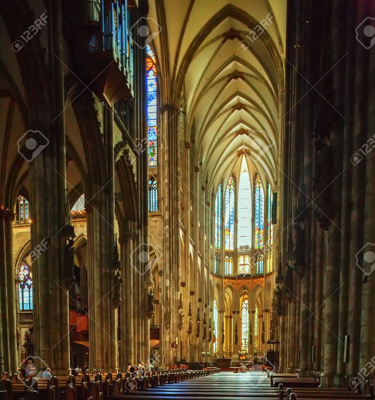 Interior Of Gothic Cologne Cathedral In Cologne, Germany