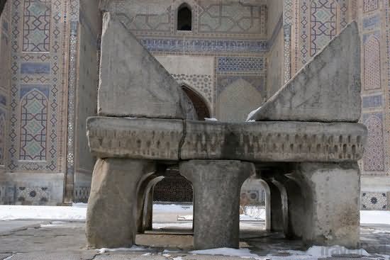 Koran Stand At The Bibi-Khanym Mosque In Uzbekistan