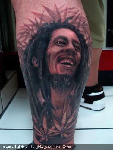 Left Leg Bob Marley Tattoo