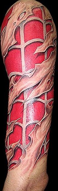 Left Sleeve Ripped Skin Spiderman Tattoo