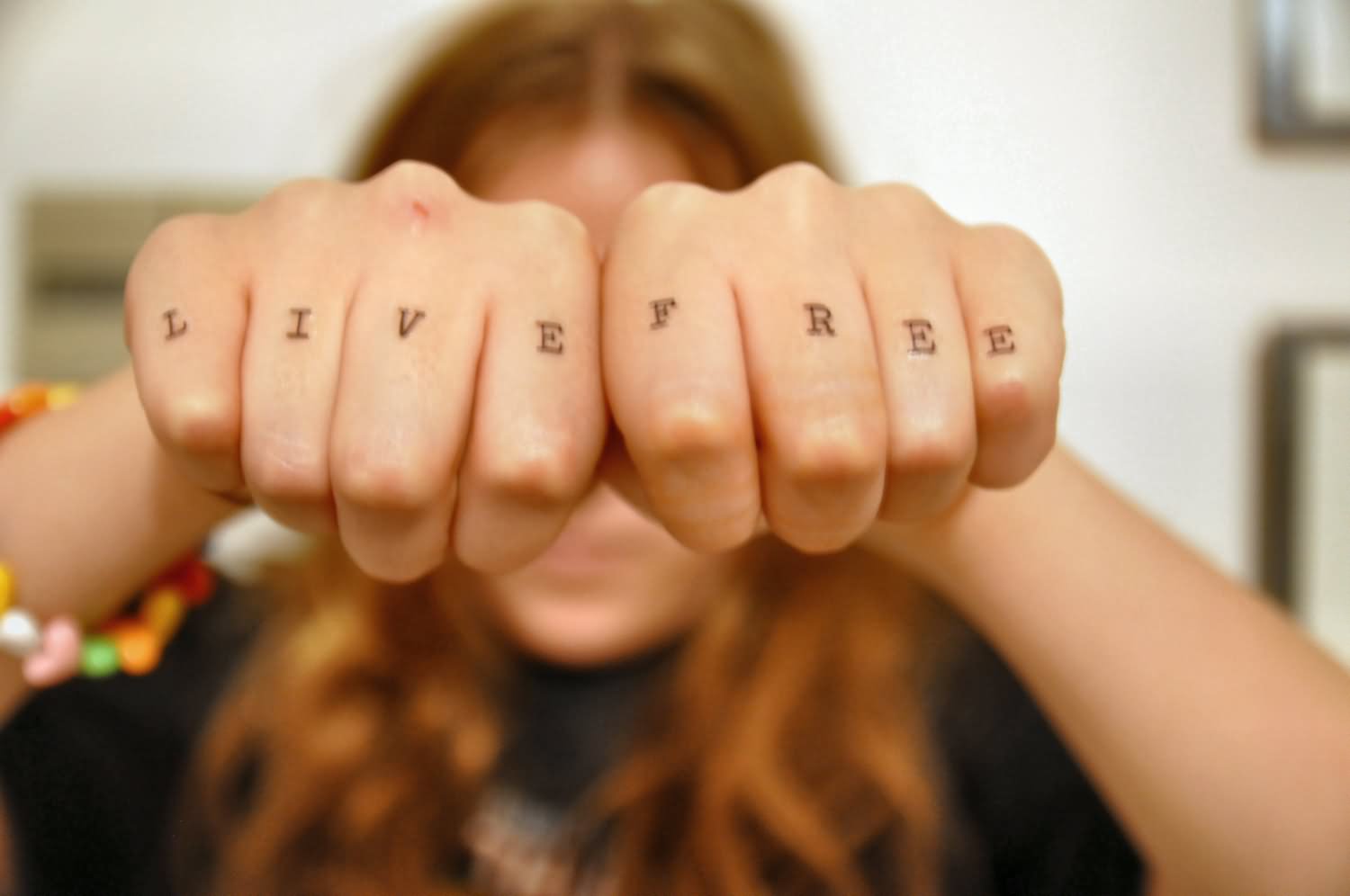 Live Free Girl Knuckle Tattoo