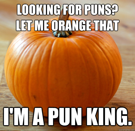 Looking For Puns Let Me Orange That I Am A Pun King Funny Pumpkin Meme Image