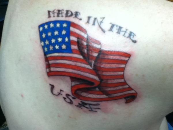 Made In The USA - USA Flag Tattoo Design For Back Shoulder
