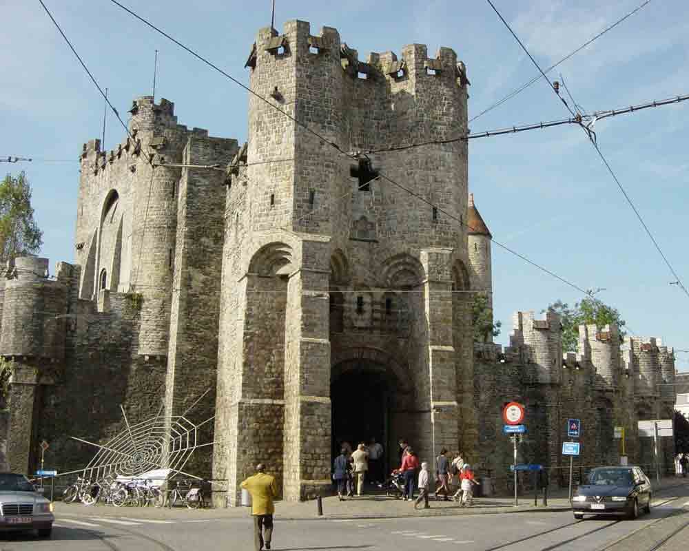 Main Entrance To The Gravensteen Castle In Belgium