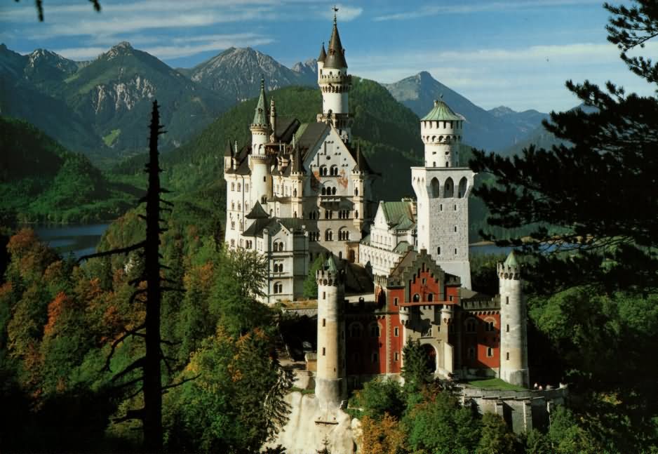 Main Entrance View Of The Neuschwanstein Castle In Germany