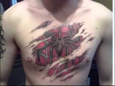 Man Chest Spiderman Tattoo