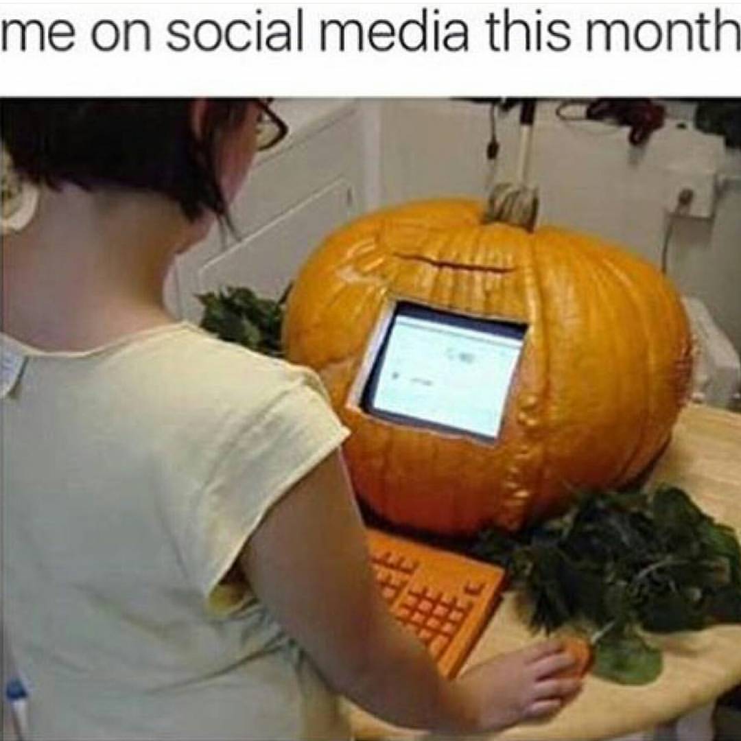 Me On Social Media This Month Very Funny Pumpkin Meme Picture For Facebook