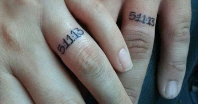 Memorial Ring Tattoo On Couple Finger