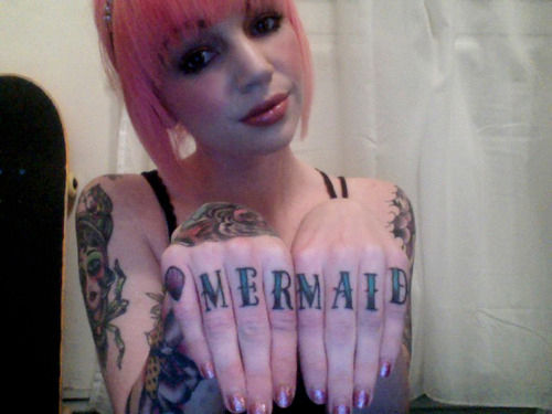 Mermaid Knuckle Tattoo On Hands
