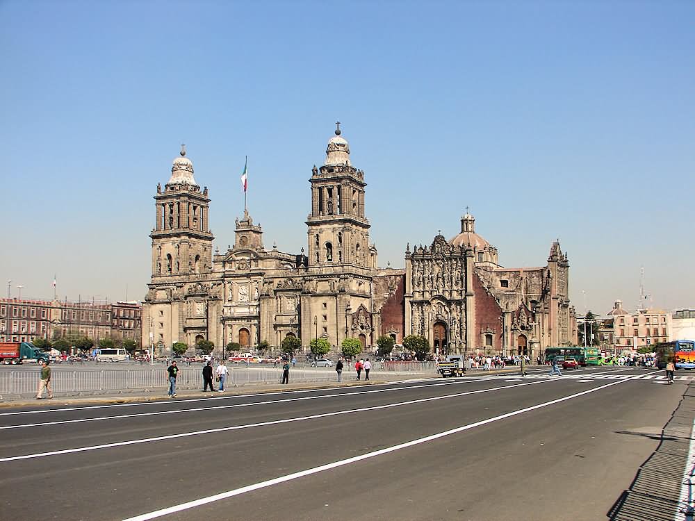 Mexico City Metropolitan Cathedral View Across The Road