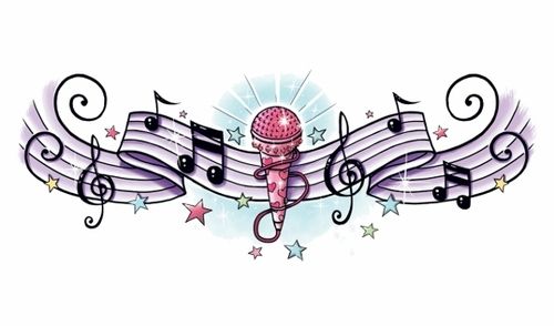 Mic And Music Notes Tattoo Design