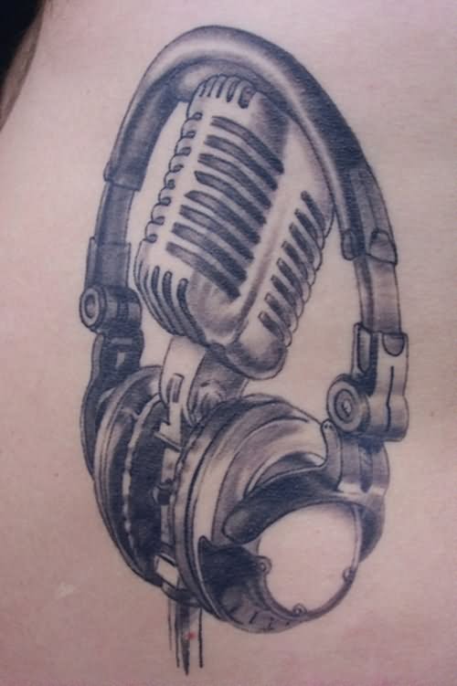 Microphone And Headphones Tattoo Image