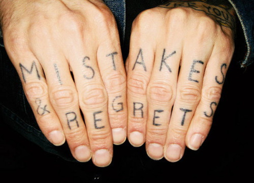Mistakes & Regrets Knuckle Tattoos On Hands