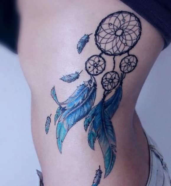 Native Indian Dreamcatcher Tattoo Design For Side Rib