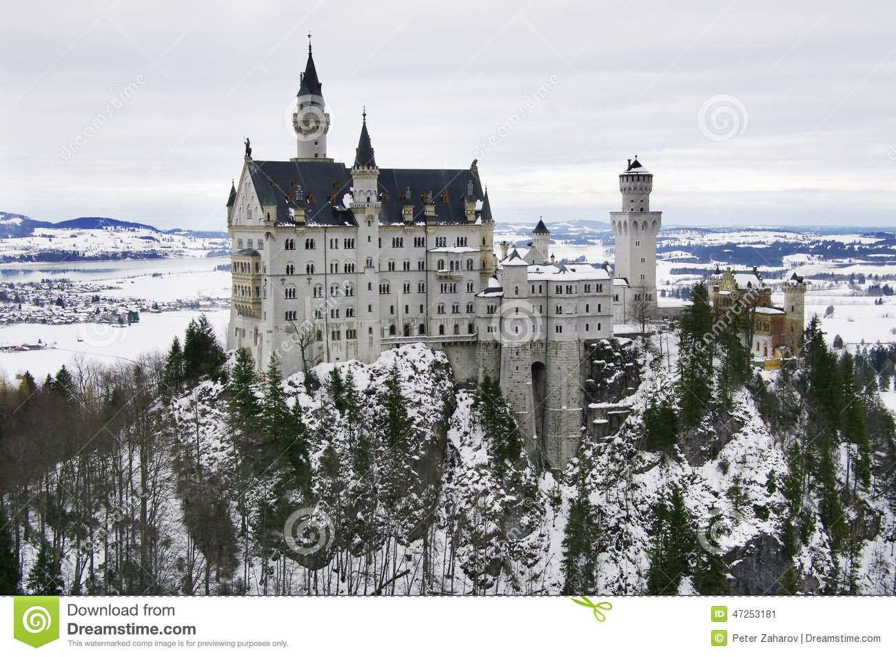 Neuschwanstein Castle In Germany With Winter Snow Picture