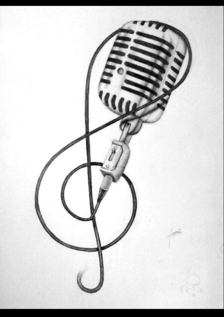 Nice Microphone Tattoo Drawing