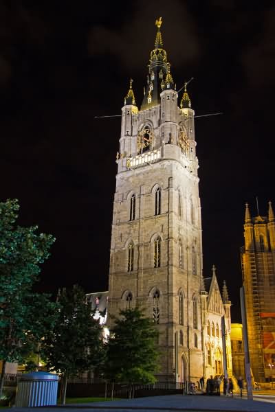 Night Photo Of The Belfry Of Ghent, Belgium