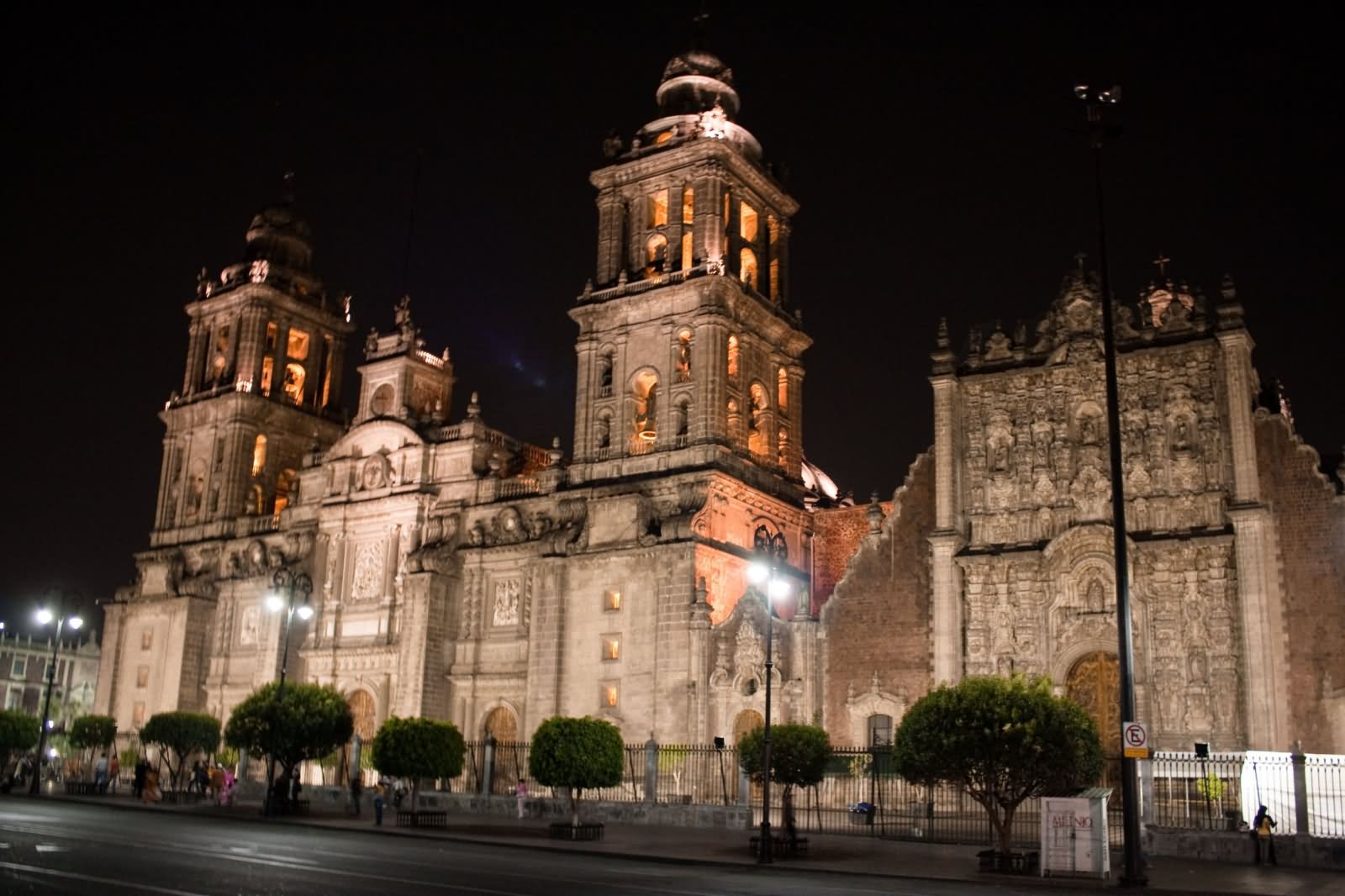 Night Picture Of Mexico City Metropolitan Cathedral