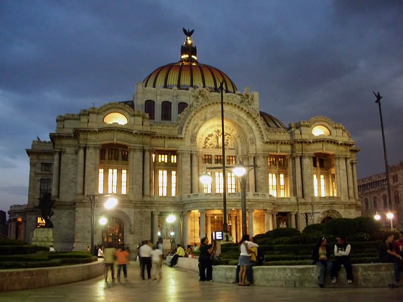 Night Shot Of Palacio de Bellas Artes In Mexico