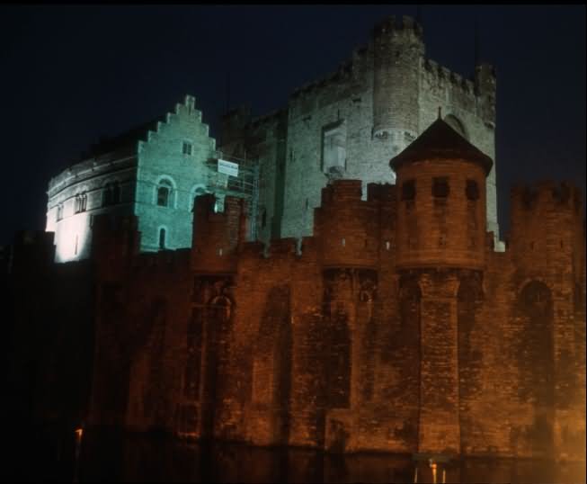 Night View Of The Gravensteen Castle At Night
