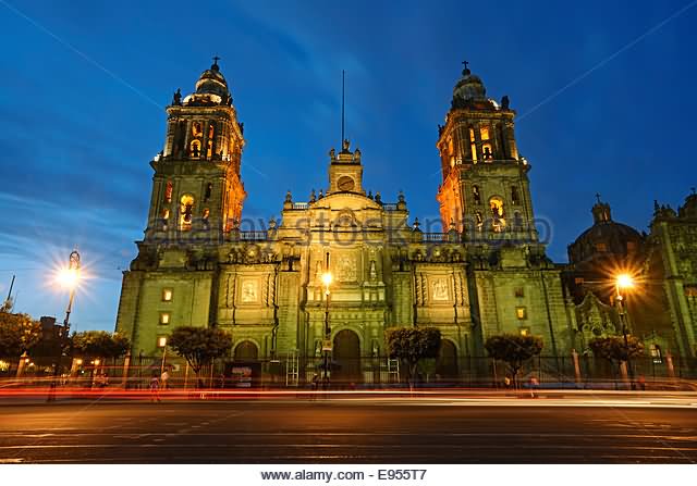Night View Of The Mexico City Metropolitan Cathedral