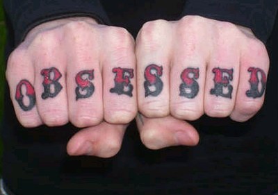 Obessed Knuckle Tattoo On Hands
