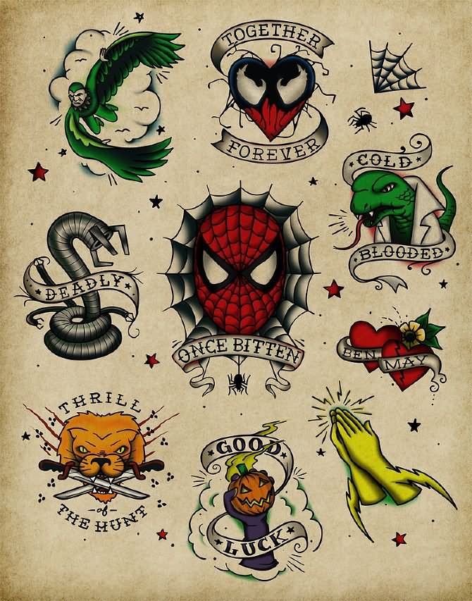 Once Bitten Spiderman Tattoo Designs