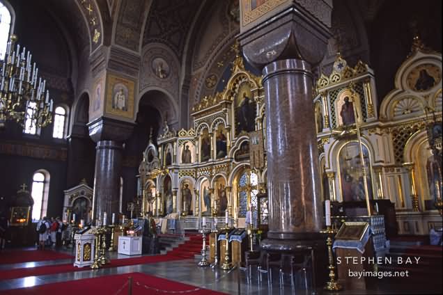 Ornately Decorated Interior Of The Uspenski Cathedral In Helsinki, Finland
