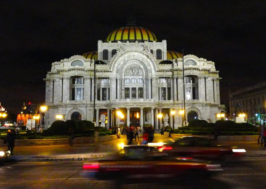 Palacio de Bellas Artes Illuminated At Night
