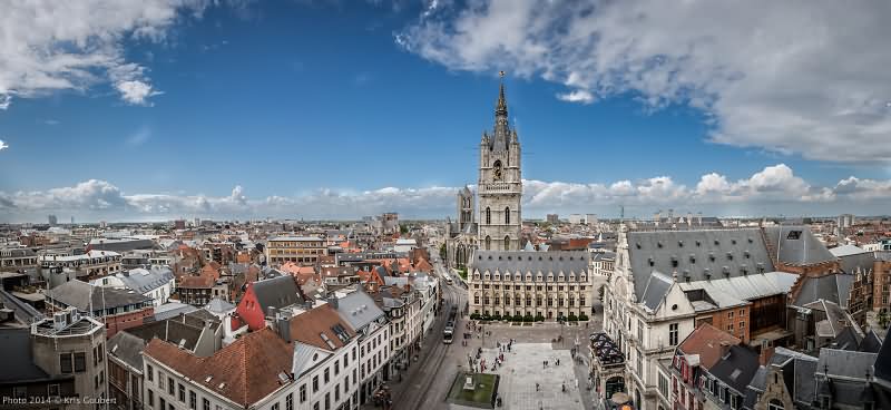 Panorama View Of The Belfry Tower And Ghent City