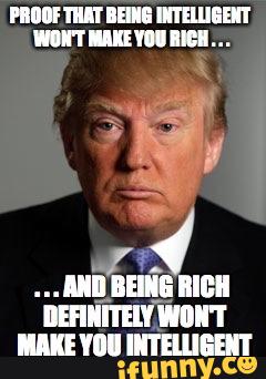 Proof That Being Intelligent Won't Make You Rich Funny Donald Trump Meme Image