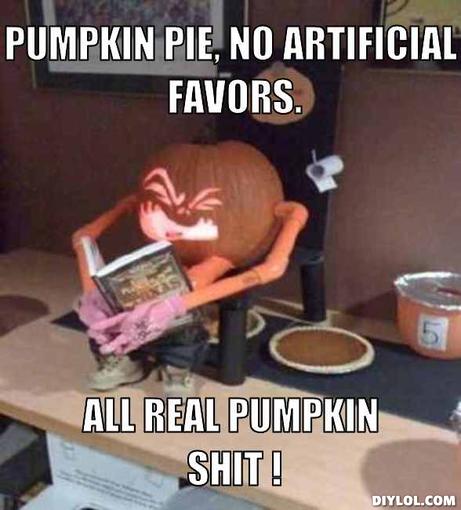 Pumpkin Pie No Artificial Favors All Real Pumpkin Shit Funny Pumpkin Meme Image