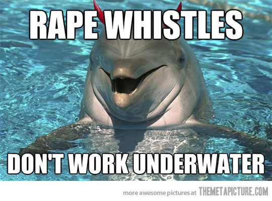 Rape Whistles Don't Work Underwater Funny Dolphin Meme Image