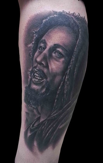 Realistic Bob Marley Tattoo by Alex Rattray