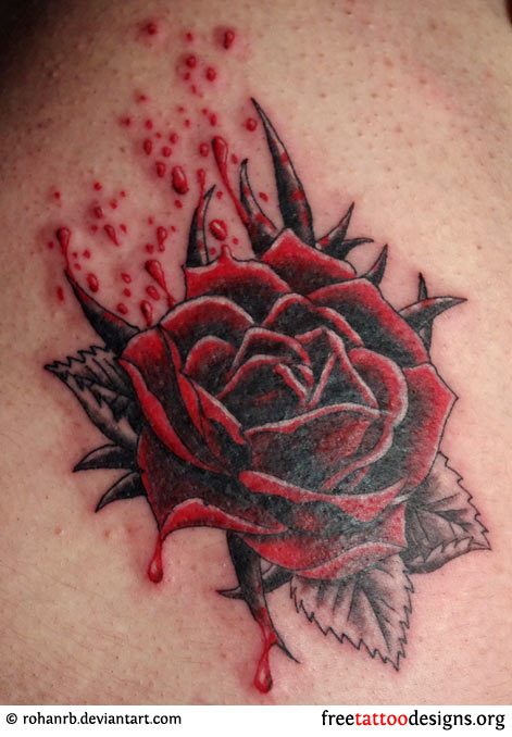 Red And Black Gothic Rose Tattoo Design By Christie Williams