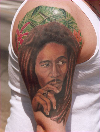 Right Half Sleeve Bob Marley Tattoo