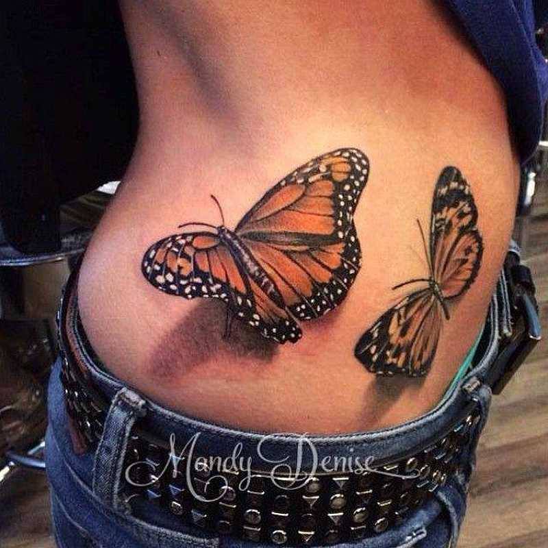 Ripped Skin Butterfly Tattoo On Waist