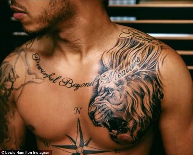 Roaring Lion Head Tattoo On Man Collar Bone